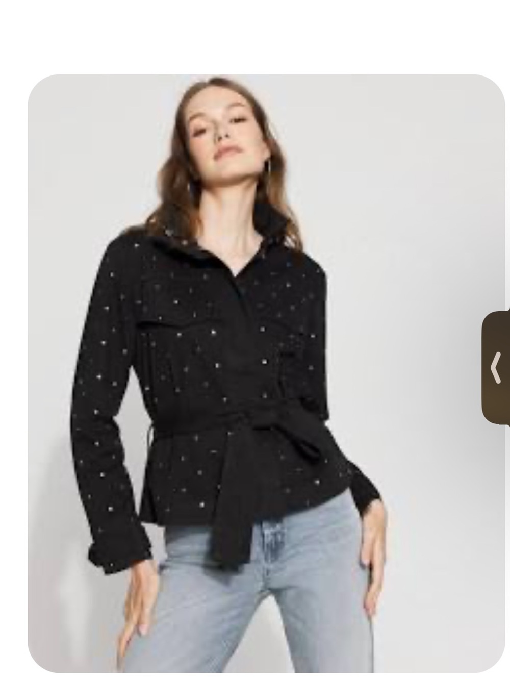 White House Black Market Black Studded Belted Utility Jacket